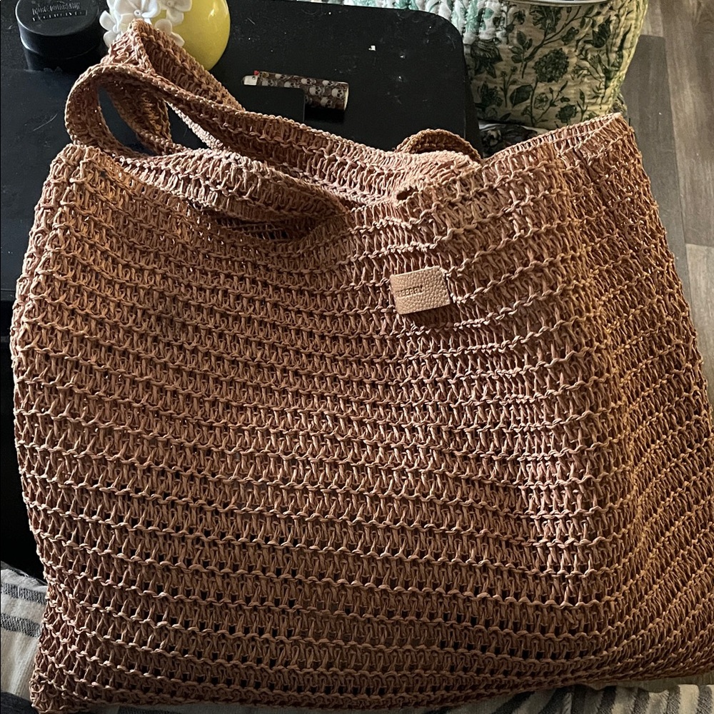 Burberry Tan Woven Tote Bag